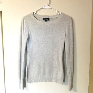 Express Fitted Crew Neck Light Grey Sweater Small